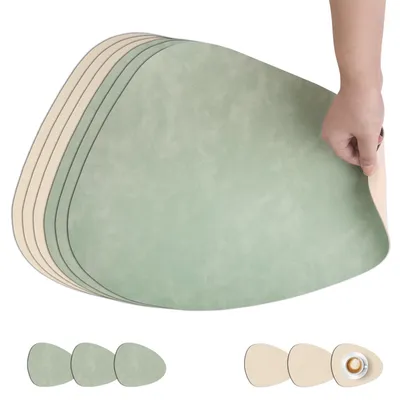 Platzsets 6er-Set 33x42 cm PU-Leder grün-weiß doppelseitig