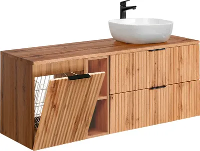 Produktbild von Waschtisch 140.8cm Adriel mit 2 Schubladen, Holzoptik