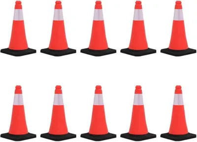 Produktbild von Leitkegel SABI mit schwerem Fuß 10er Set 50 cm Reflektierend | Verkehrskegel Pylone Verkehrsleitkegel Warnleitkegel Warnkegel Verkehrshütchen Markierungskegel