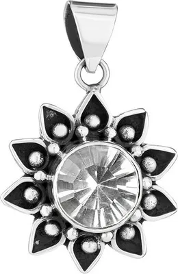 Produktbild von Kettenanhänger Sonne mit Bergkristall 925 Silber 2,1cm Amulett Edler Talisman