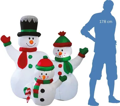 Produktbild von Aufblasbare leuchtende Schneemannfamilie 153 cm