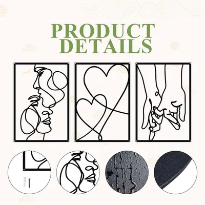 Set von 3 minimalistischen Metallwanddekorationen, Hauptbild