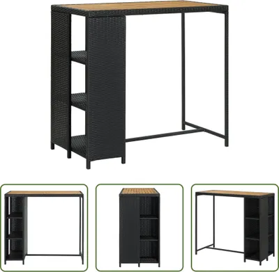 Obrázok produktu pre The Living Store Barový stôl s policou čierny 120x60x110 cm polyratan