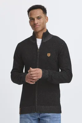 Produktbild von INDICODE IDAndy Herren Strickjacke Cardigan Grobstrick Pullover mit Stehkragen Reißverschluss Baumwollmischung Regular fit