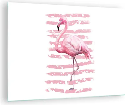 Produktbild von Bilder auf glas - Flamingo Vogel Wasser - 70x50cm - Glasbilder - Wandbilder - Kunstdruck - zum Aufhängen bereit - Wanddekoration aus Glas - Glas Bilder - Wandbild auf Glas - Einteilig - GAA70x50-3938