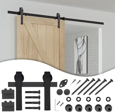 Produktbild von SWANEW Systém posuvných dverí Súprava na montáž posuvných dverí 150 kg Podlahové vedenie Sada na vedenie valčekových dverí Runner Glass/Wood Door Posuvné dvere 244 cm