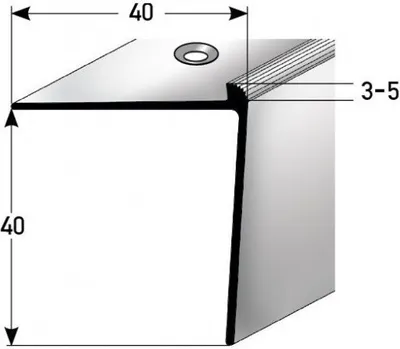 Produktbild von Treppenkante "Berrie" / Treppenkantenprofil / Winkelprofil, konfigurierbar, Breite: 40 mm, Höhe: 40 mm, Einfasshöhe 3 - 5 mm aus Aluminium eloxiert, gebohrt, von Auer Metall -silber-2700-3