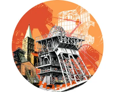 Produktbild von Glasbild Hamm Zeche Radbod orange Ø 50 cm