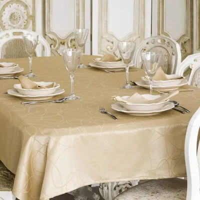 Tischdecke beige, gestreift, 150x400 cm, fleckenabweisend