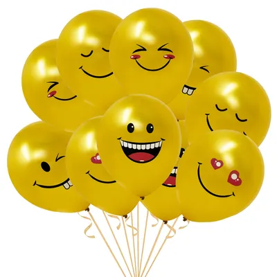 Produktbild von Oblique Unique Smiley Luftballon Set 10 Stk. Ballons für Jungs und Mädchen Kinder Geburtstag Schuleinführung Schulanfang
