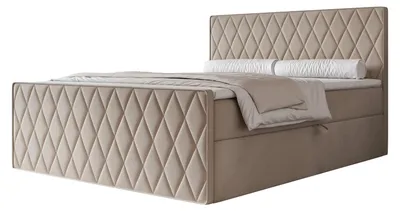Produktbild von Boxspringbett PONTI III 180x200 Rautenmuster Fußteil Bettkasten Bonellmatratze Warmes Beige