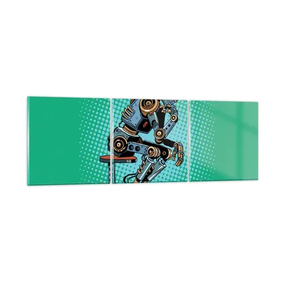 Produktbild von Bilder auf glas - Roboter Illustration Karikatur Comic - 90x30cm - Glasbilder - Wandbilder - Kunstdruck - Wanddekoration aus Glas - Glas Bilder - Wandbild auf Glas - GCA90x30-3194
