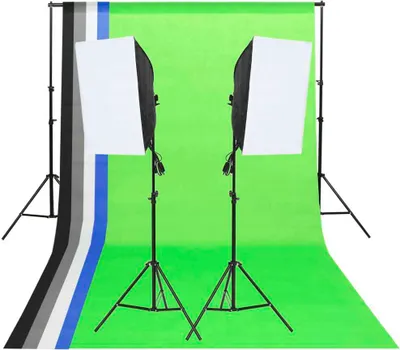 Zdjęcie produktu dla Zestaw oświetlenia studyjnego z tłem i softboxami