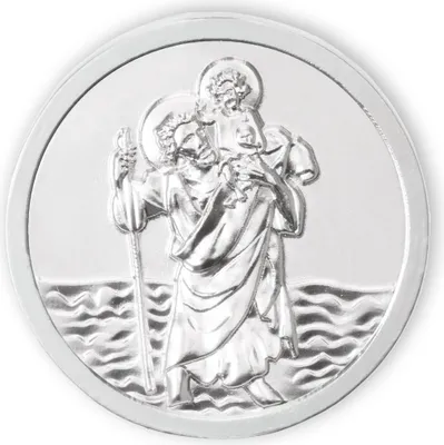 Produktbild von FRITZ COX Autoplakette Christophorus mit Jesuskind, silber