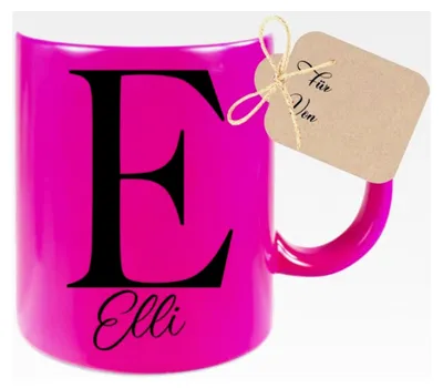 Produktbild von Personalisierte Tasse mit Buchstaben und Namen in Neon Pink