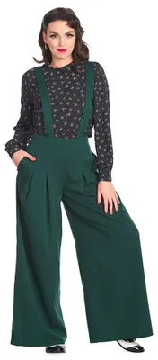Immagine prodotto di Pantaloni a palazzo stile Marlene, modello "Retro", colore verde smeraldo