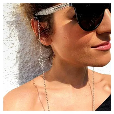 Produktbild von Damen Brillenketten Anti-Rutsch Brillenkette Legierung Hohl Stern Brillenkette Brillen Zubehör Brillenhalter - Sonnenbrille Retainer Strap (Silber)