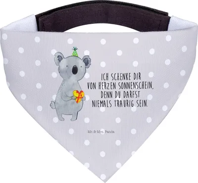 Produktbild von Mr. & Mrs. Panda Hundehalstuch Koala Geschenk - Grau Pastell - Hunde Halstuch, Party, Hals Tuch, Dreieckstuch, für Hund, Geburtstag