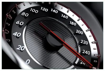 Produktbild von Wallario Küchenrückwand aus Glas, Größe: 90 x 60 cm, Motiv: Tachometer bei Höchstgeschwindigkeit | Spritzschutz | abwischbar | pflegeleicht | in