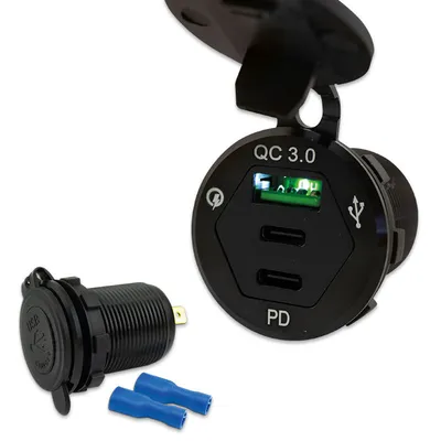Image de Prise de courant de bord 3.0 2 x USB-C + USB-A noir