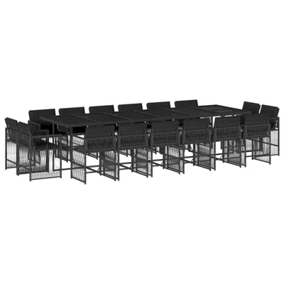 Produktbild von 17-tlg. Garten-Essgruppe mit Kissen Schwarz Poly Rattan