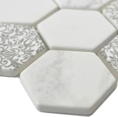 Produktbild von Glasmosaik Fliesen Acapella Carrara Hexagon