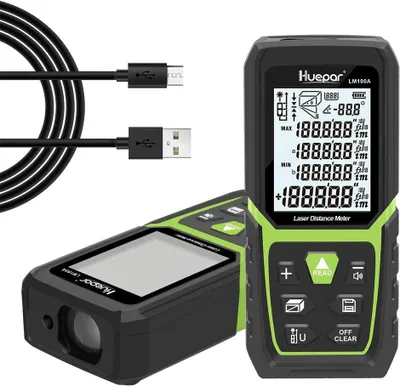 Produktbild von Huepar LM100A Laser-Entfernungsmesser 100m, Li-Ion Akku, Winkelsensor, IP54