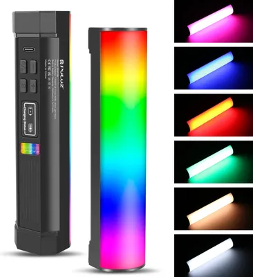 Obrázek produktu pro PULUZ PU4138 17 cm/6,7" přenosná RGB světelná tyč, magnetická LED zářivka, 6 W, výplňové světlo pro fotografování, 2500 KšC9000 K, stmívatelná, 21 světelných efektů, vestavěná dobíjecí baterie pro živé vysílání vlogů, fotografování, natáčení videa
