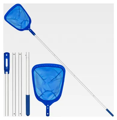 Produktbild von Pool-Skimmer Kescher mit Teleskopstange für Schwimmbäder, Whirlpools, Spas und Teiche (175 cm)