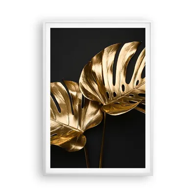 Produktbild von Gerahmtes Poster - Weißer Rahmen - Golden Blätter Monster - 70x100 cm - Wand Bild - Wanddeko - Wandbilder - Kunstposter - Wandposter - Bilderrahmen - Bilder - Kunstdruck - P2WPA70x100-4735