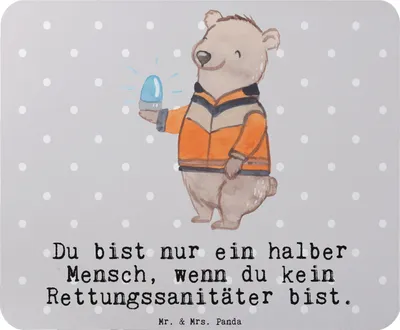 Produktbild von Mr. & Mrs. Panda Mauspad Rettungssanitäter Herz - Grau Pastell - Geschenk, pc mousepad, mousematte, Mouse Pad, mausteppich