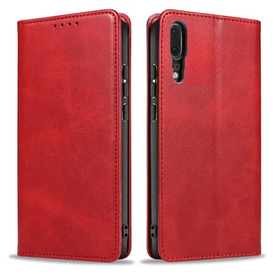 Produktbild von Handyhülle für Huawei P20 Kunstleder Flip Cover Hülle Klapphülle Case Kartenfach Farbe: Rot