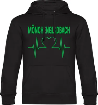 Produktbild von multifanshop Kapuzen Sweatshirt - Mönchengladbach - Herzschlag, schwarz, Größe L