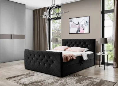 Produktbild von Boxspringbett LENKA – 180x200, Schwarz + GRATIS Topper