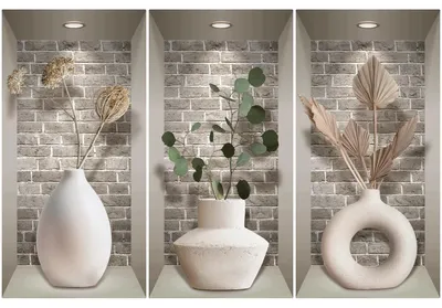 Obrázok produktu pre Nálepky s 3D efektom s vázami a rastlinami, 80 x 120 cm
