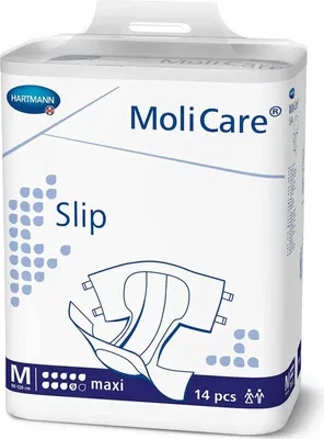 A package of Molicare Slip maxi adult diapers.