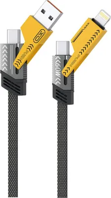 Imagen del producto de Cable de carga XO NB283 4 en 1: USB-C a compatible con iPhone y USB-C, 60 W, 1 metro, color gris