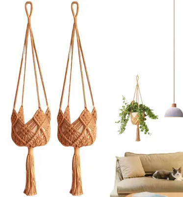 Productafbeelding van Set van 2 Macrame Plantenhangers