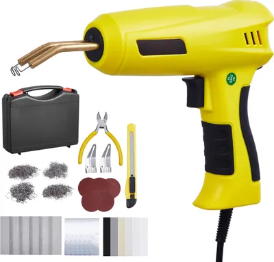 Obrázok produktu pre SucceBuy zváracia súprava na plasty, 220 W zváracia pištoľ na plasty s 800 horúcimi svorkami a 56 zváracími tyčami. Profesionálna zváracia pištoľ s horúcimi sponami s LED svetlom a prepravným puzdrom na opravy