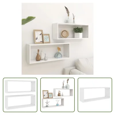 Produktbild von The Living Store Würfelregale 2 Stk. Weiß 60x15x23 cm Holzwerkstoff