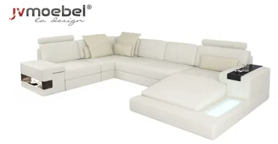 Produktbild von U-Form Sofa Couch Design Polster Modern Textil Neu Wohnlandschaft Leder Ecksofa