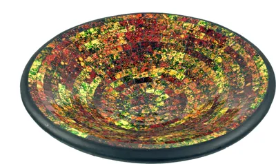 Produktbild von Runde Mosaikschale, Untersetzer, Dekoschale, Handgearbeitete Keramik & Glas Obst Schale - Design 14, Mehrfarbig, Keramik,Glas, Größe: Mittel (Ø 37 cm)