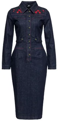 Produktbild von Queen Kerosin Bleistiftkleid - Western Roses XS