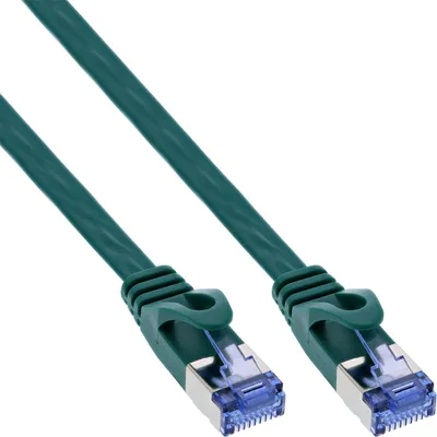 Produktbild von InLine Patchkabel flach, U/FTP, Cat.6A, grün, 0,5m, 0,5 m, Cat6a, U/FTP (STP), RJ-45, RJ-45, Grün