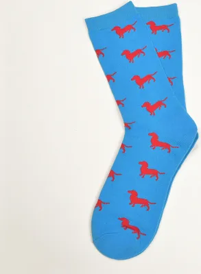 Produktbild von Krawattendackel Dackel-Socken verschiedene Farben, 2 Größen 408 Blau Dackel Rot 41 - 46