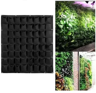 Produktbild von Pflanztaschen Hängend Pflanzbeutel 72 Tasche Wand Pflanztasche Blumenkasten Pflanzen Wand Schwarz