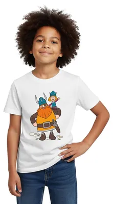Produktbild von Spreadshirt Wickie Und Die Starken Männer Halvar Trägt Kinder T-Shirt, 110/116 (5-6 Jahre), Weiß