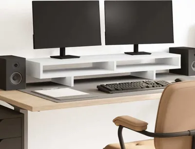 Produktbild von Monitorständer Weiß 100x27x15 cm Holzwerkstoff 854751