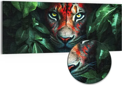 Produktbild von DEQORI Hybrid Leinwand Bild 150x60 cm 'Dschungelblick' Wandbild Glas flach modern