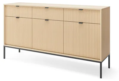 Produktbild von FURNLUX Anrichte Avon Eiche Und Schwarz 154cm / Hauptfarbe: Beige / Abmessungen: 154 x 83 x 39 cm